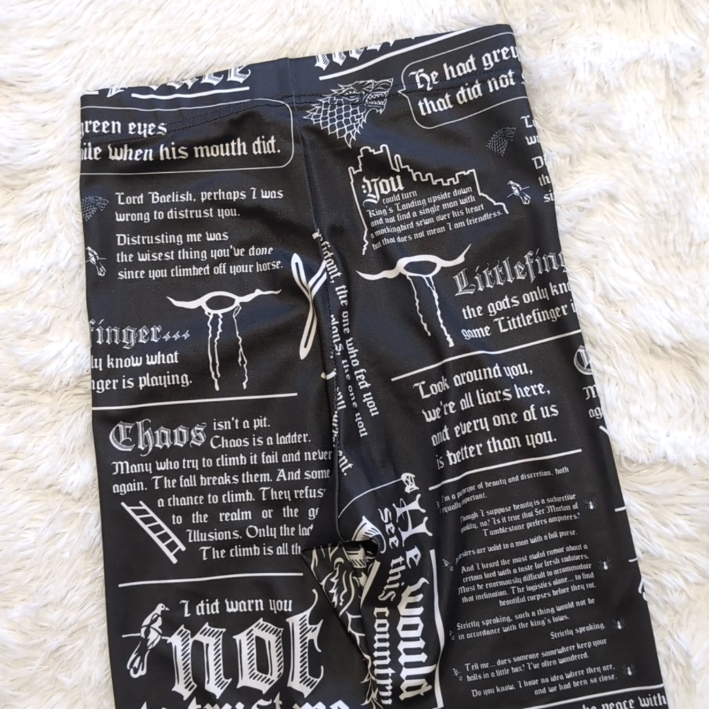 Blackmilk Game of Thrones Littlefinger Quotes HWMF Statement Leggings Size Small - Picture 9 of 15